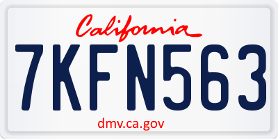 CA license plate 7KFN563