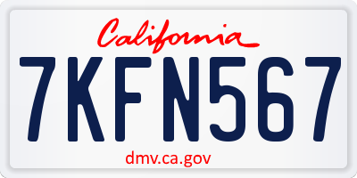 CA license plate 7KFN567