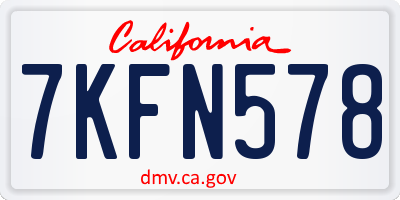 CA license plate 7KFN578