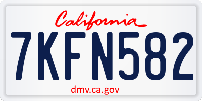CA license plate 7KFN582