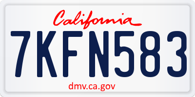 CA license plate 7KFN583