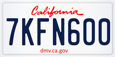 CA license plate 7KFN600