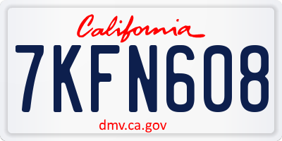 CA license plate 7KFN608