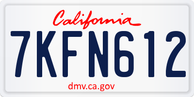 CA license plate 7KFN612