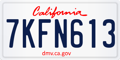 CA license plate 7KFN613