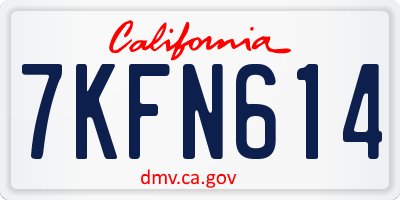 CA license plate 7KFN614