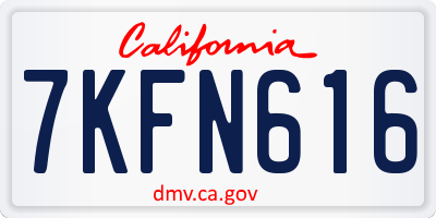 CA license plate 7KFN616