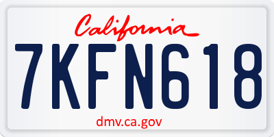 CA license plate 7KFN618