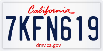 CA license plate 7KFN619