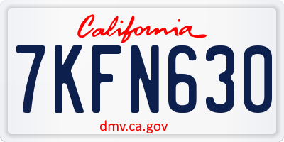 CA license plate 7KFN630