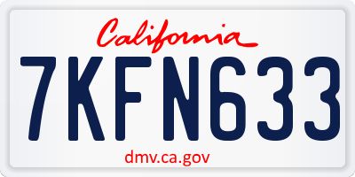 CA license plate 7KFN633