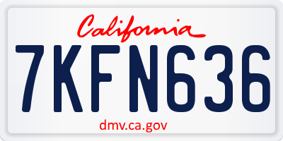 CA license plate 7KFN636