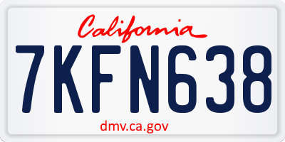 CA license plate 7KFN638