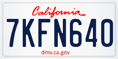 CA license plate 7KFN640