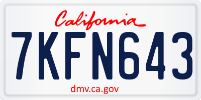 CA license plate 7KFN643