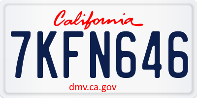 CA license plate 7KFN646