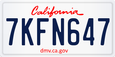 CA license plate 7KFN647