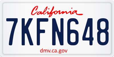 CA license plate 7KFN648