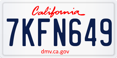 CA license plate 7KFN649