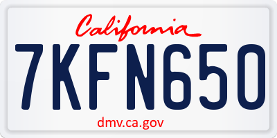 CA license plate 7KFN650