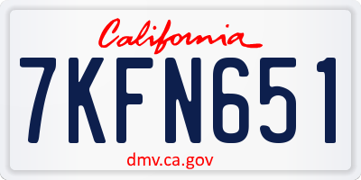 CA license plate 7KFN651