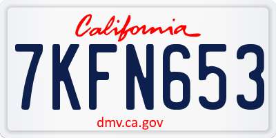 CA license plate 7KFN653