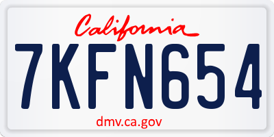 CA license plate 7KFN654