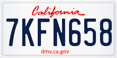 CA license plate 7KFN658