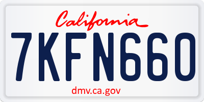 CA license plate 7KFN660