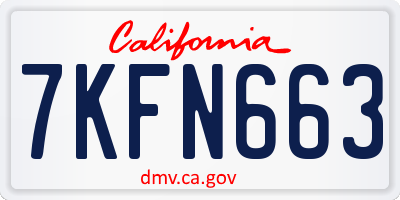 CA license plate 7KFN663