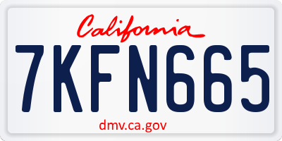 CA license plate 7KFN665