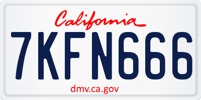 CA license plate 7KFN666