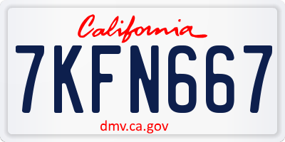CA license plate 7KFN667