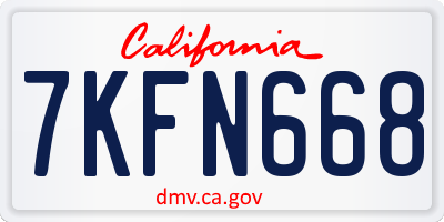 CA license plate 7KFN668