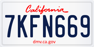 CA license plate 7KFN669