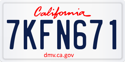 CA license plate 7KFN671