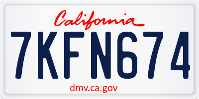 CA license plate 7KFN674
