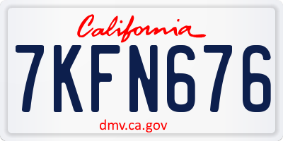 CA license plate 7KFN676