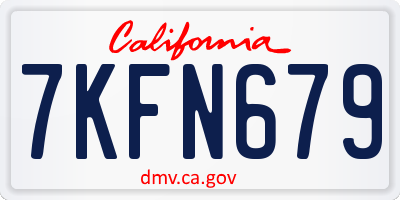 CA license plate 7KFN679