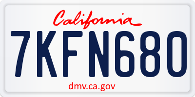 CA license plate 7KFN680