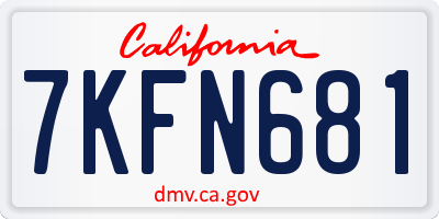 CA license plate 7KFN681