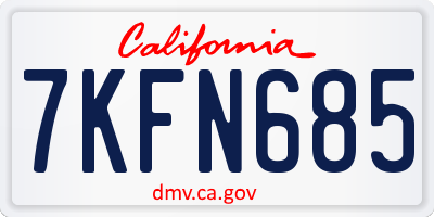 CA license plate 7KFN685