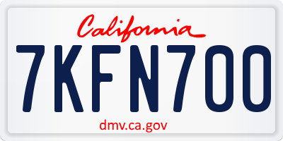 CA license plate 7KFN700