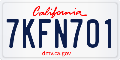 CA license plate 7KFN701