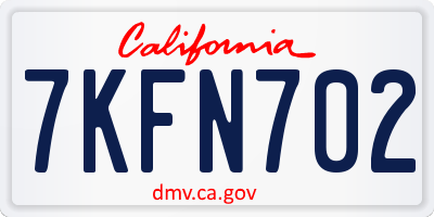 CA license plate 7KFN702