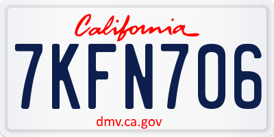 CA license plate 7KFN706