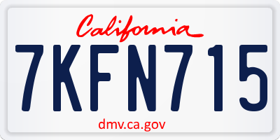 CA license plate 7KFN715