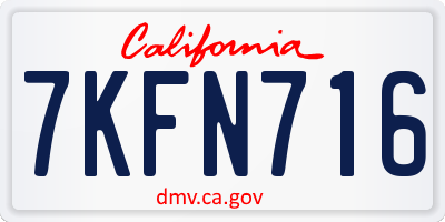 CA license plate 7KFN716