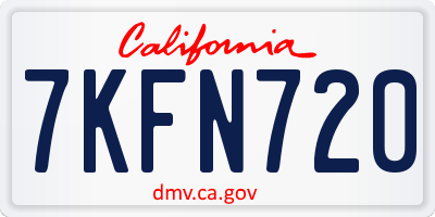 CA license plate 7KFN720