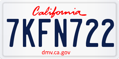 CA license plate 7KFN722